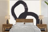 Behang - Fotobehang Abstract - Vormen - Zwart - Cirkels - Breedte 280 cm x hoogte 280 cm - Behangpapier