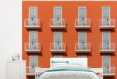 Deur - Balkon - Architectuur - Palmboom - Oranje - Behangpapier