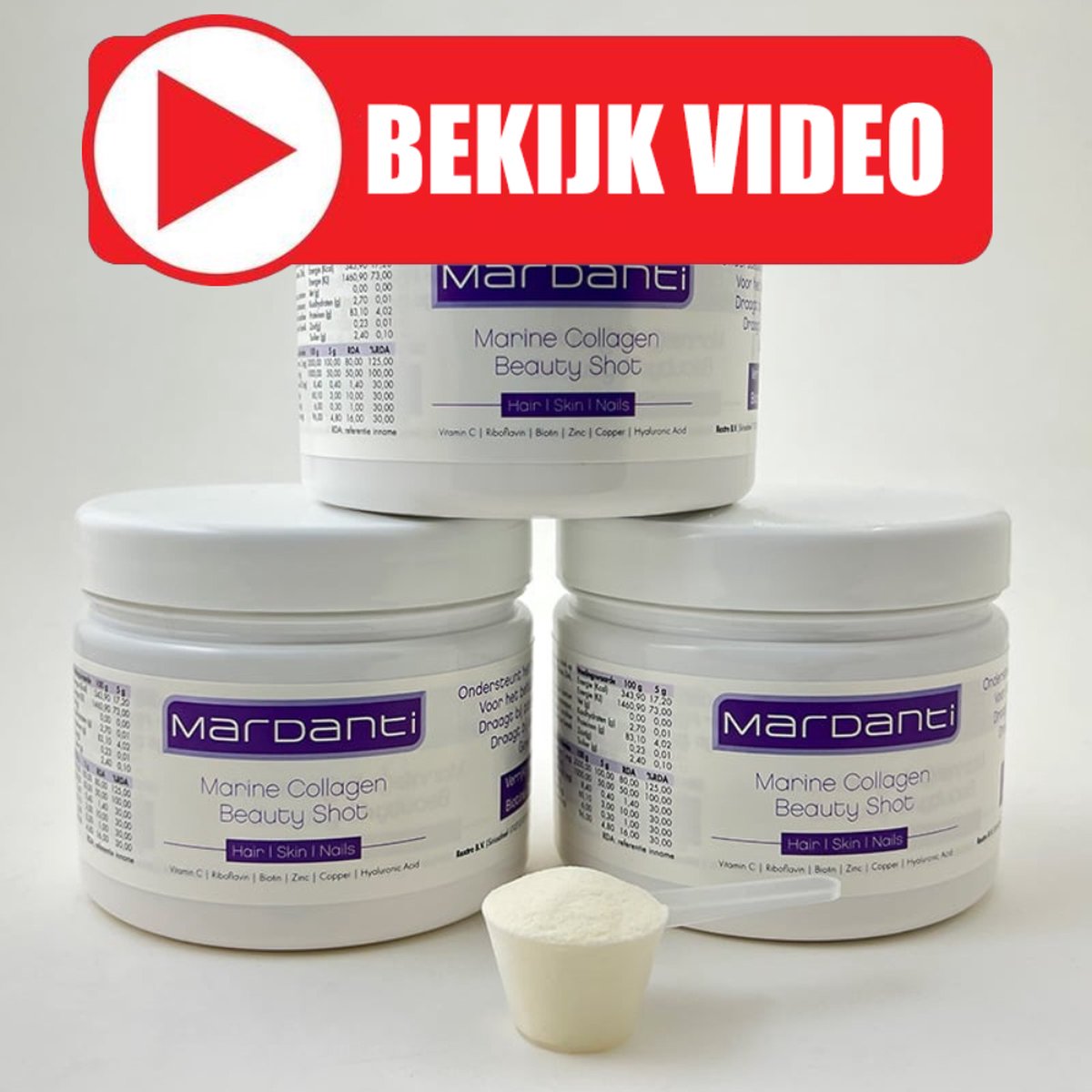 Goedkoopste Mardanti Collageen eiwit poeder – Goed voor het lichaam & gezondheid – Dé beautyshake voor een gezonde huid van binnenuit! - met Vitamine C, Riboflavine, Biotine, Zink, Koper en Hyaluronzuur