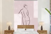 Behang - Fotobehang Vrouw - Line art - Lichaam - Pastel - Breedte 180 cm x hoogte 280 cm - Behangpapier