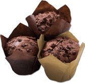 100x Muffin Tulp Vormpjes Papier - Cupcake Tulpen - 100 Stuks - Licht en Donkerbruin - Muffin Papiertjes Bakpapier