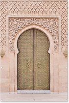 Muurdecoratie Marokkaanse deur - Roze - Kunst - Poort - 120x180 cm - Tuinposter - Tuindoek - Buitenposter