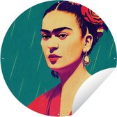 Portrait - Frida Kahlo - Femme - Vintage - Affiche jardin rouge avec anneaux