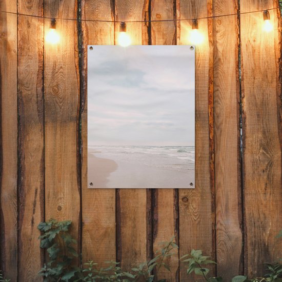 Tuinposter 60x80 cm - Tuindecoratie Zee - Strand - Golven - Natuur - Zomer - Poster voor in de tuin - Buiten decoratie - Schutting tuinschilderij - Tuindoek muurdecoratie - Wanddecoratie balkondoek
