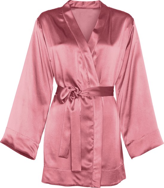 Sleeptime Satijnen Badjas - Voor vrouwen - Perfecte pasvorm - Oud Roze