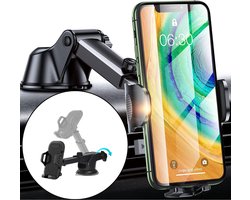 Telefoonhouders auto voor raam of dashboard – 2-in-1 autohouder met verstelbare arm en sterke zuignap - Telefoonhouder navigatie zwart - GSM / Mobiel houder