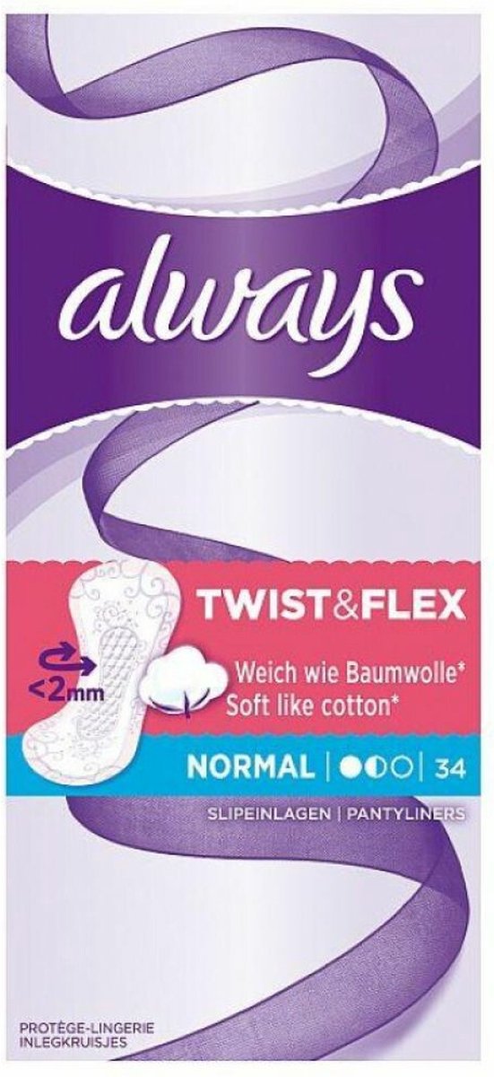 Goedkoopste 8x Always Inlegkruisjes Twist & Flex Normal 34 stuks
