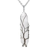 Bergkristal dames ketting - Bredoo Edelsteen hanger - Kristal gewrapped in Tree of life vorm - Dubbeleinder - Bohemian stijl - Edelstenen en mineralen