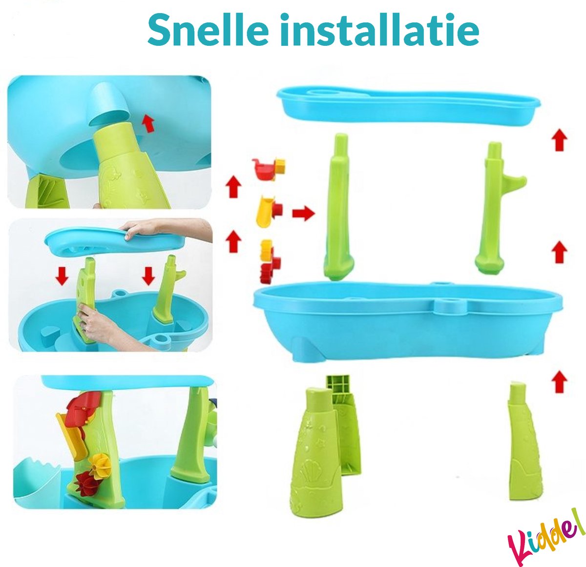 Kiddel 3-in-1 Watertafel, Zandtafel & Speeltafel – Inclusief Accessoires – Educatief Buitenspeelgoed voor Kinderen – Zomer Speelgoed voor Jongens & Meisjes vanaf 3 Jaar — afbeelding 6