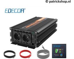 Edecoa 12V-230V Zuivere Sinus Omvormer - 1500W/3000W + controller | 2x USB Poorten