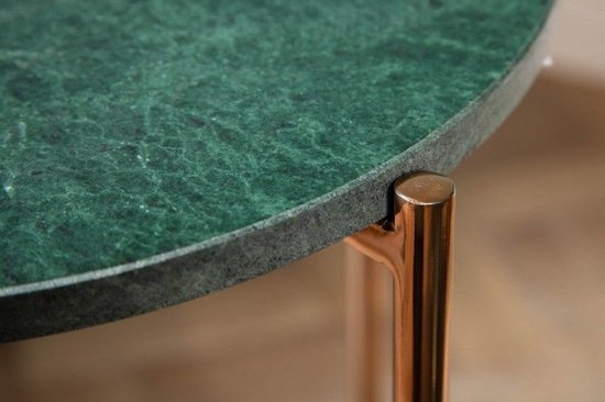 Handgemaakte bijzettafel NOBLE I 35cm groen marmer afneembaar tafelblad rond - 40366