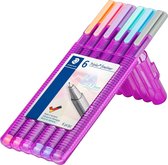 STAEDTLER triplus fineliner - Box met 6 pastel kleuren