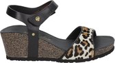 Panama Jack Victory Leopard B2 sandalen met sleehak zwart - Maat 39