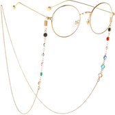 WiseGoods - Luxe Brillenkoord - Brillen Ketting - Bohemian - Kraaltjes - Brillen Accessoire - Goud met Strass Steentjes