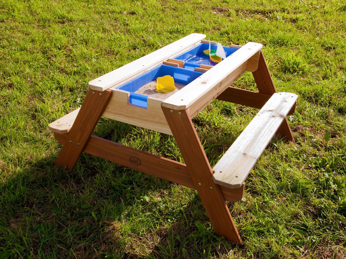 AXI Nick Zand & Water Picknicktafel in Bruin - Met in hoogte verstelbare Parasol in Blauw/Wit - Multifunctionele Picknick tafel van FSC hout - Picknick tafel voor kinderen van hout — afbeelding 7