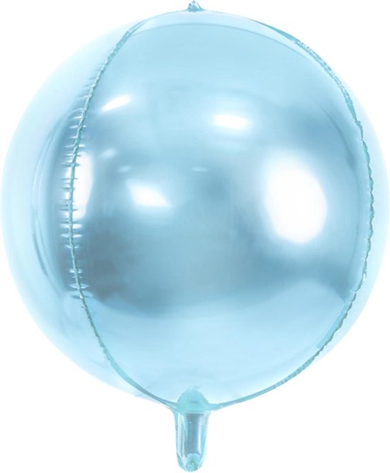 PARTYDECO - Ronde metallic lichtblauwe aluminium ballon - Decoratie > Ballonnen