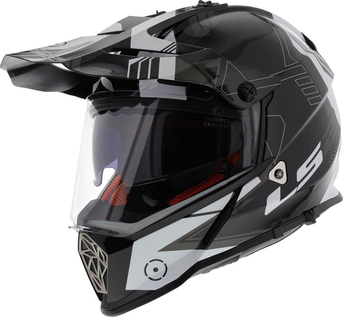 LS2 MX436 Pioneer crosshelm met vizier Trigger zwart titanium XS (53-54 ...