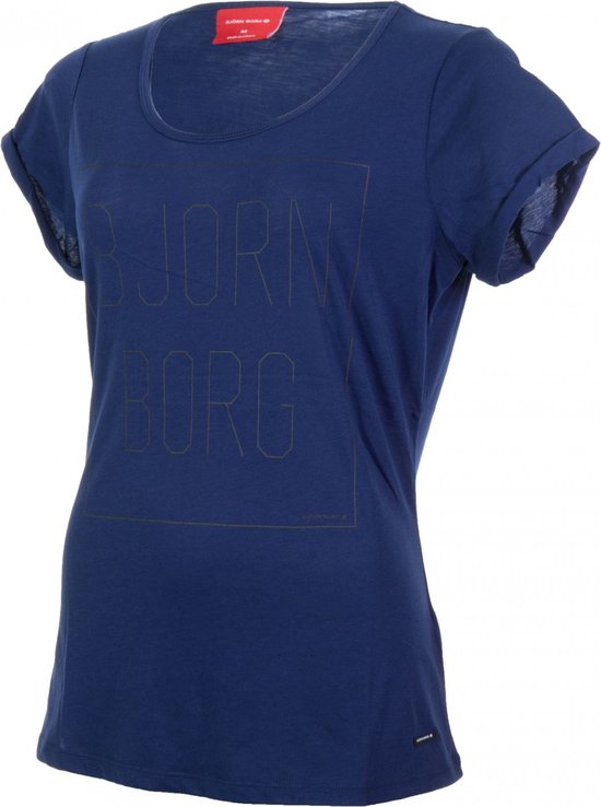 T-shirt bleu marine Björn Borg avec le logo imprimé dans un carré. En coton.