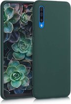 Silicone case geschikt voor Samsung Galaxy A50 - groen + glazen screen protector