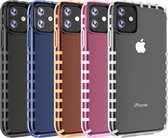 gestreepte roze case geschikt voor Apple iPhone 11 + glazen screen protector