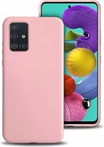 silicone case Samsung Galaxy A71 - roze + glazen screen protector
