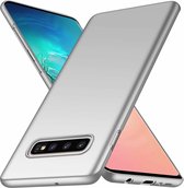 Ultra thin Samsung Galaxy S10 case - zilver + glazen screen protector
