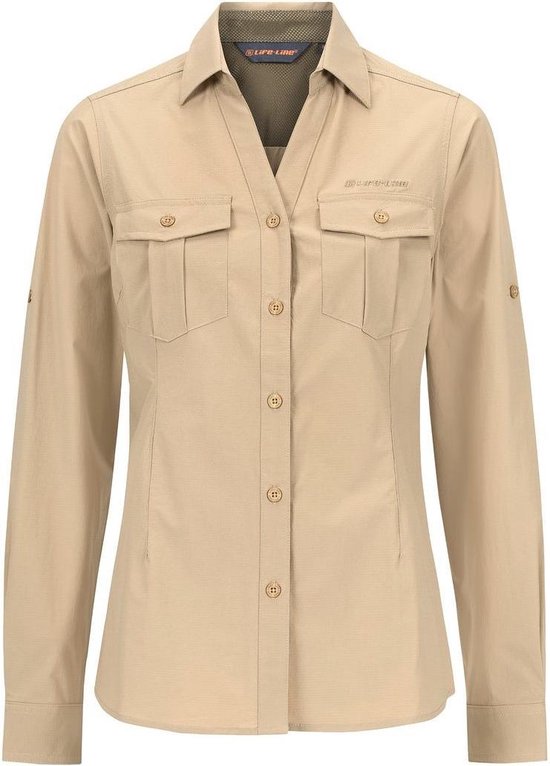 Life-Line - Margate Overhemd Dames - Beige -  Outdoorblouse - Wandelblouse - Fleece Beige - Maat 40