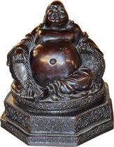 Chinees boeddha beeld - 16 cm hoog - huisdecoratie - geluksbeeldje - Boeddhabeeld - zittend bruin | GerichteKeuze