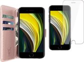 iPhone SE 2020 Hoesje - iPhone SE 2022 Hoesje - iPhone 8 Hoesje - iPhone 7 Hoesje - Book Case Leer Wallet Roségoud - Screenprotector Glas Screen Protector