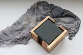 Leisteen Onderzetters voor glazen – Incl. Coating - Zwart Steen - 8 stuks - TPU Rubber