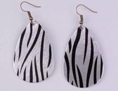 Oorhangers - Handgemaakt Leer - Zebra Zilver