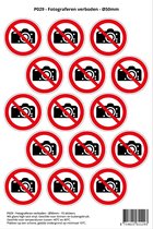 Pictogram sticker P029 - Fotograferen verboden - Ø 50mm - 15 stickers op 1 vel