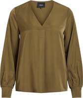 Objeileen L/s V-neck Top Noos 23032114 Burnt Olive