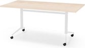 Professionele Klaptafel - inklapbare tafel - vergadertafel - 160 x 80 cm - blad wildperen - wit onderstel - eenvoudig zelf te monteren - voor kantoor