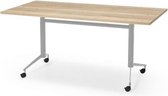 Professionele Klaptafel - inklapbare tafel - vergadertafel - 180 x 80 cm - blad natuur eiken - aluminium onderstel - eenvoudig zelf te monteren - voor kantoor