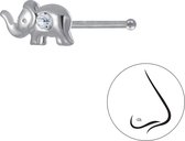 Joy|S - Zilveren neuspiercing olifantje 8 x 4 mm kristal