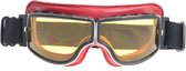 CRG Cruiser Motorbril - Rood Leren Motorbril - Retro Motorbril Heren - Geel Glas