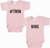 Baby rompertje #twinning (tweeling) | Korte mouw 62/68 Licht roze