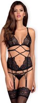 Obsessive Mixty Korset & String - Erotische Lingerieset - Maat L/XL - Zwart