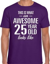 Awesome 25 year / 25 jaar cadeau t-shirt paars heren XL