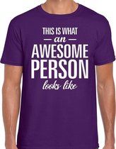 Awesome Person tekst t-shirt paars heren - heren fun tekst shirt paars M