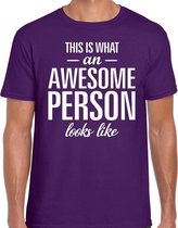 Awesome Person tekst t-shirt paars heren 2XL