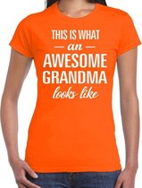 Awesome grandma / oma cadeau t-shirt oranje dames XL