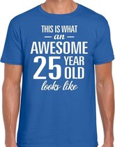 Awesome 25 year - geweldige 25 jaar cadeau t-shirt blauw heren -  Verjaardag cadeau L