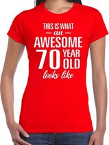 Awesome 70 year - geweldige 70 jaar cadeau t-shirt rood dames - Verjaardag cadeau XS
