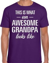 Awesome Grandpa / opa cadeau t-shirt paars heren - Vaderdag M