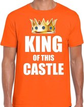 Koningsdag t-shirt King of this castle oranje voor heren - Woningsdag - thuisblijvers / Kingsday thuis vieren XXL