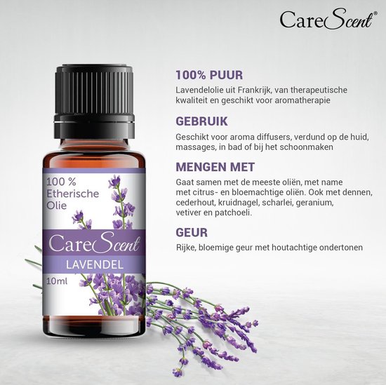 CareScent Etherische Olie Lavendel | Essentiële Olie voor Aromatherapie | Aroma Olie | Essential Oil | Aroma Diffuser Olie | Lavendelolie - 10ml
