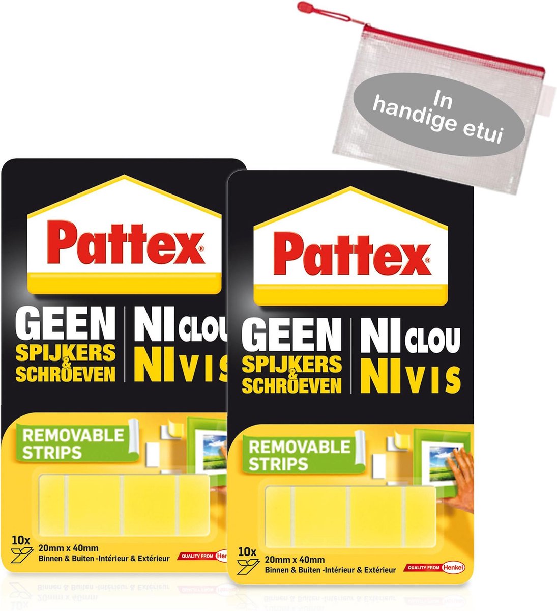Pattex Montagetape strips verwijderbaar dubbelzijdig - 10 pcs - 40x20mm -  Supermontage... | bol.com