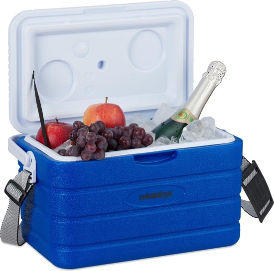 Relaxdays koelbox 10 l - niet elektrisch - frigobox - camping koelkast -  draagbaar - blauw | bol.com